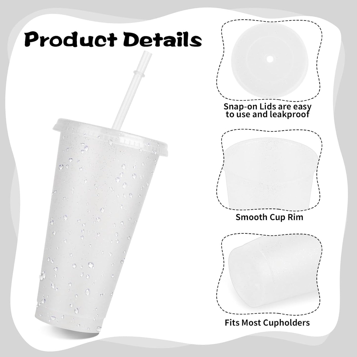 Plastic Tumbler with Top and Straw, 20-24oz