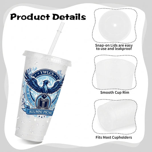 Plastic Tumbler with Top and Straw, 20-24oz